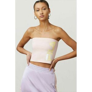Fila Teodora Banded Tube Top Logo Stretch Cotton Jersey Crop Bandeau Pink M